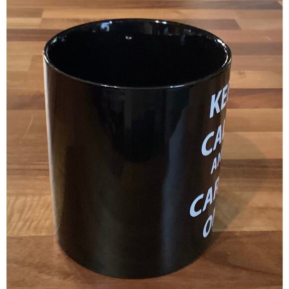 Black Oversized Mug Keep Calm and Carry On The Old Pottery Company 4.5” - Picture 7 of 10